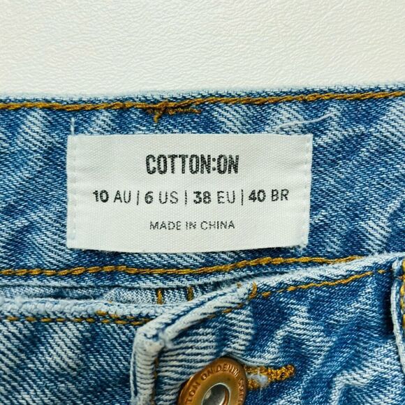 Cotton-On Denim Shorts Womens 6 Light Blue Wash Cotton Chewed Hem Distressed - Picture 3 of 8